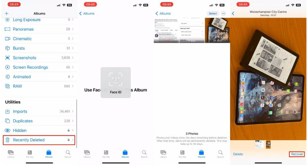 清水河苹果14维修分享 iPhone14 上恢复已删除的照片 