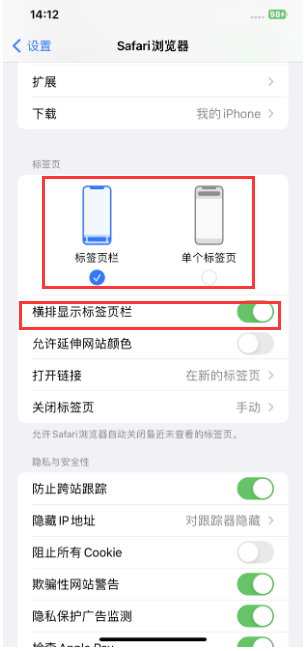 清水河苹果手机维修分享Safari浏览器如何切换标签栏位置 
