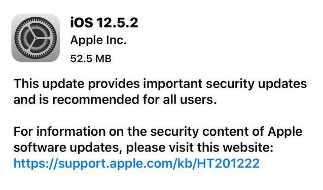 清水河苹果手机维修分享iOS12.5.2发布，建议所有老苹果用户安装 